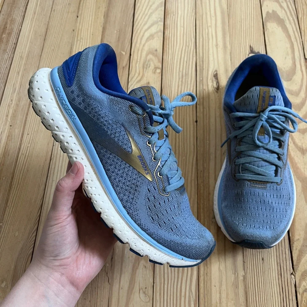 Brooks Glycerin 18 Womens Running Shoes Blue Gold 1203171B470 Size 9.5 Medium B